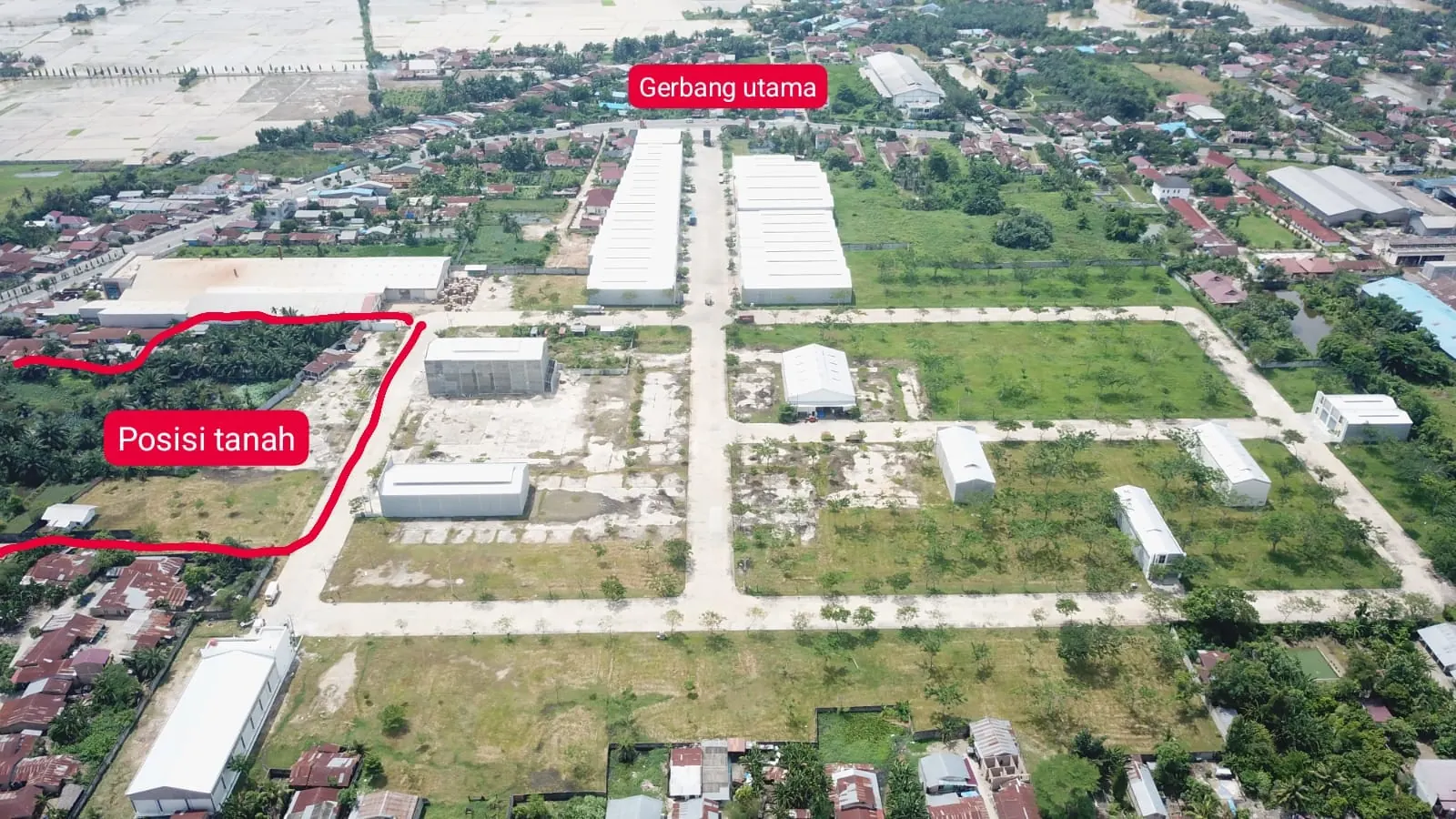 Foto udara posisi lahan ±17.977 m² di sisi barat kawasan WLC